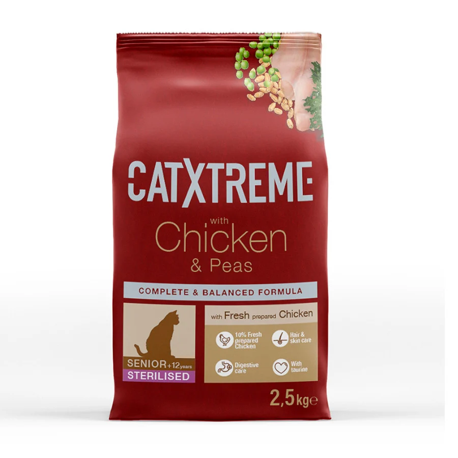 Catxtreme Senior Sterilised Ração de frango e ervilhas para gatos