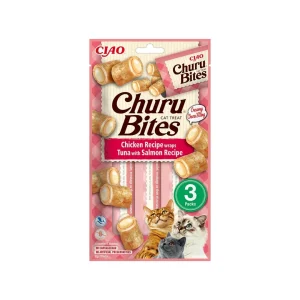 Churu Bites Atum com Salmão – Snack macio com recheio cremoso para gatos