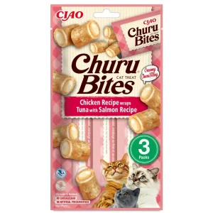 Churu Bites Snacks de frango com atum e salmão para gatos 3X10G