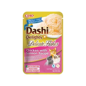Churu Dashi Delights Delicate Flakes Frango com Salmão – Alimento húmido complementar para gatos 40 g