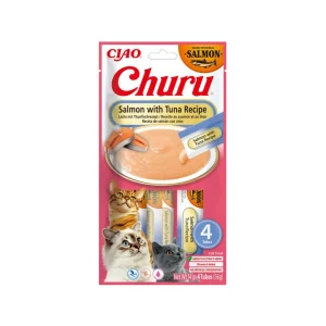 Churu Purée Salmão com Atum – Snack cremoso para gatos 4 x 14 g