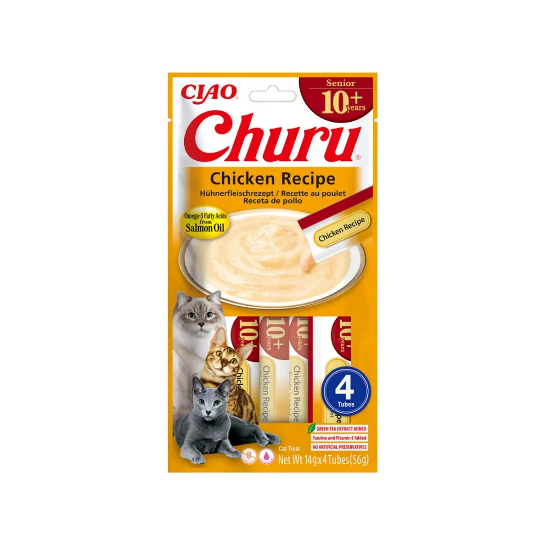 Churu Senior 10+ Frango – Snack cremoso para gatos 4 x 14 g