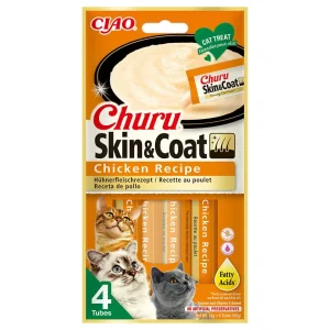 Churu Skin & Coat Snack líquido de frango para gatos 4X14G