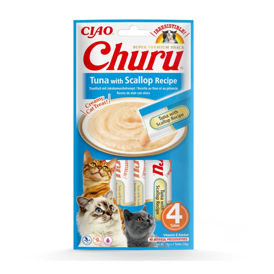 Churu Snack Cremoso de Atum com Vieira para gatos