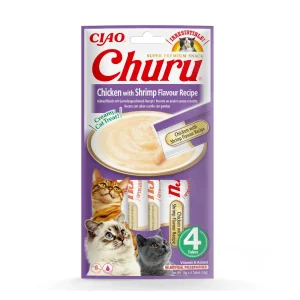 Churu Snack Cremoso de Frango com Camarão para gatos