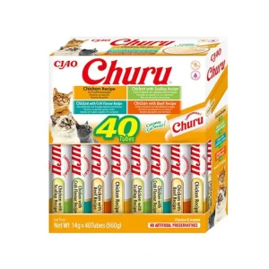 Churu Variedades de Frango – Snack cremoso para gatos 40 x 14 g