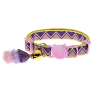 Coleira Bohemian para gatos – Ferribiella – Cor do Produto: Rosa | Medidas: 20-30 cm/10 mm