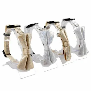 Coleira de purpurinas com laço para gatos – Duvo Plus