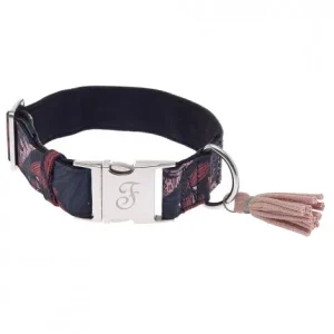 Coleira Kami bordeaux floral para cães – Ferribiella – Tamanho: M