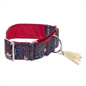 Coleira Martingala Kami Com Padrão Floral Vermelho Para Cão-Ferribiella