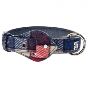 Coleira Mokka tartan azul para cães – Ferribiella – Medidas: 36-44 cm/20 mm