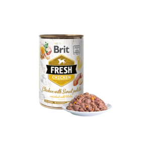 Comida húmida para cães Brit Fresh Dog Chicken with Sweet Potato (Lata) – 6 x 400 g (produto para envio exclusivo à associação)