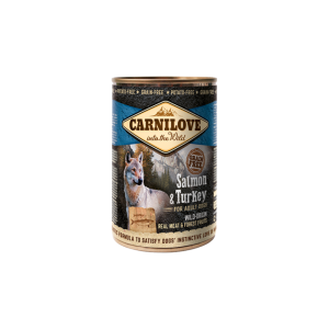 Comida húmida para cães Carnilove Grain-Free Salmon & Turkey Adult Dog Wet Lata 6 x 400 g