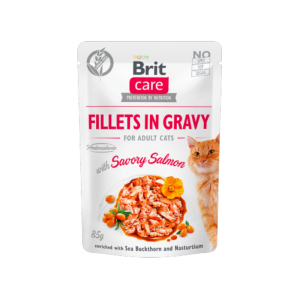 Comida húmida para gatos Brit Care Cat Savory Salmon in Gravy Saqueta – 12 x 85 g