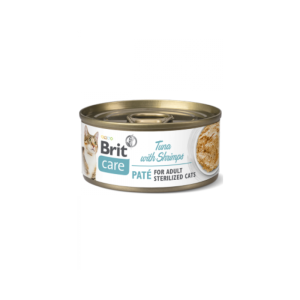 Comida húmida para gatos Brit Care Cat Sterilized Tuna Paté with Shrimps Lata – 6 x 70 g