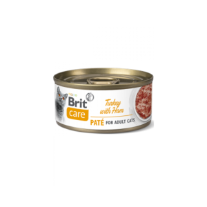 Comida húmida para gatos Brit Care Cat Turkey Paté with Ham Lata – 6 x 70 g