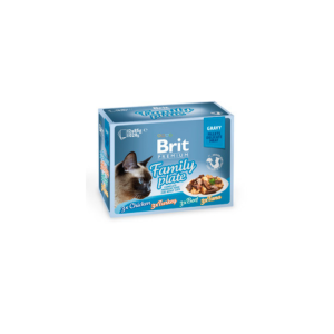 Comida húmida para gatos Brit Premium by Nature Cat Delicate Fillets in Gravy Family Plate Multipack Saquetas – 12 x 85 g