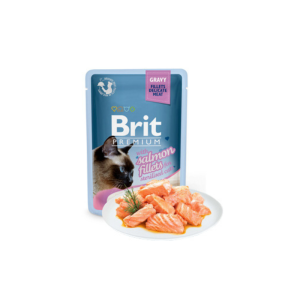 Comida húmida para gatos Brit Premium by Nature Cat Delicate Fillets in Gravy Salmon Sterilised Saquetas – 6 x 85 g