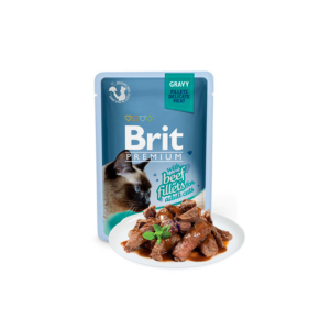 Comida húmida para gatos Brit Premium by Nature Cat Delicate Fillets in Gravy with Beef Saquetas – 6 x 85 g