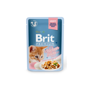 Comida húmida para gatos Brit Premium by Nature Cat Delicate Fillets in Gravy with Chicken for Kitten Saquetas – 6 x 85 g
