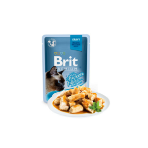 Comida húmida para gatos Brit Premium by Nature Cat Delicate Fillets in Gravy with Chicken Saquetas – 6 x 85 g