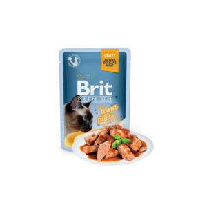 Comida húmida para gatos Brit Premium by Nature Cat Delicate Fillets in Gravy with Tuna Saquetas – 6 x 85 g