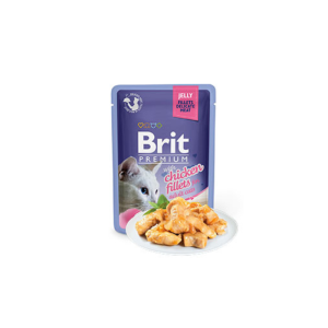 Comida húmida para gatos Brit Premium by Nature Cat Delicate Fillets in Jelly with Chicken Saquetas – 6 x 85 g