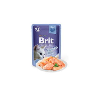 Comida húmida para gatos Brit Premium by Nature Cat Delicate Fillets in Jelly with Salmon Saquetas – 6 x 85 g