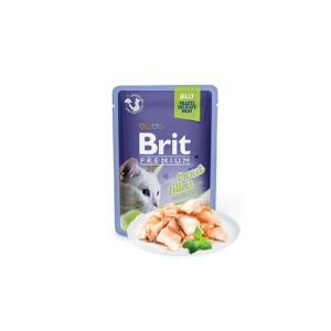 Comida húmida para gatos Brit Premium by Nature Cat Delicate Fillets in Jelly with Trout Saquetas – 6 x 85 g