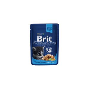 Comida húmida para gatos Brit Premium by Nature Cat Kitten Wet Chicken Chunks Saquetas – 6 x 100 g