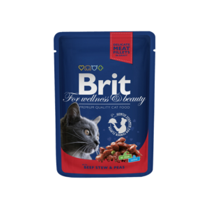 Comida húmida para gatos Brit Premium by Nature Cat Wet Beef Stew & Peas Saquetas – 24 x 100 g