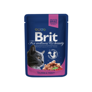 Comida húmida para gatos Brit Premium by Nature Cat Wet Salmon & Trout Saquetas – 6 x 100 g