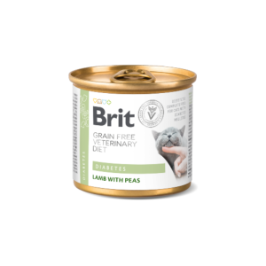 Comida húmida para gatos Brit Vet Diet Cat Diabetes Grain-Free Lamb with Pea Lata – 6 x 200 g