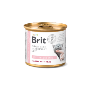 Comida húmida para gatos Brit Vet Diet Cat Hypoallergenic Grain-Free Salmon with Pea Lata – 6 x 200 g