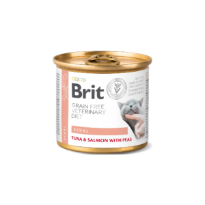 Comida húmida para gatos Brit Vet Diet Cat Renal Grain-Free Tuna & Salmon with Peas Lata – 6 x 200 g