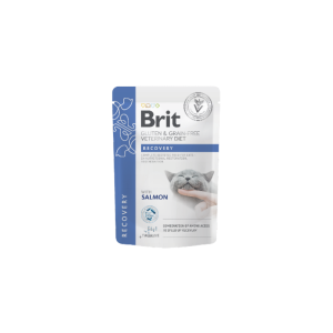 Comida húmida para gatos Brit Veterinary Diet Cat Recovery Gluten & Grain-Free Salmon in Gravy Wet Saqueta 12 x 85 g
