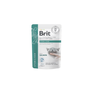 Comida húmida para gatos Brit Veterinary Diet Cat Sterilised Gluten & Grain-Free Salmon in Gravy Wet Saqueta 12 x 85 g