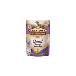 Comida húmida para gatos Carnilove Grain-Free Cat Sterilized Quail with Dandelion Wet Saqueta 24 x 85 g