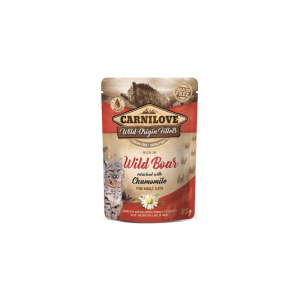 Comida húmida para gatos Carnilove Grain-Free Cat Wild Boar with Chamomile Wet Saqueta 24 x 85 g