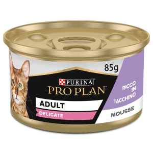 Comida húmida para gatos Pro Plan Cat Adult Delicate Mousse With Turkey Terrine Wet – Lata 24 x 85 g