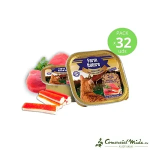 Comida Molhada FARM NATURE Atum com Caranguejo Surimi 32 unidades para Gato
