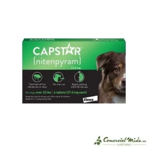 Comprimidos antiparasitários Capstar para cães 57 mg