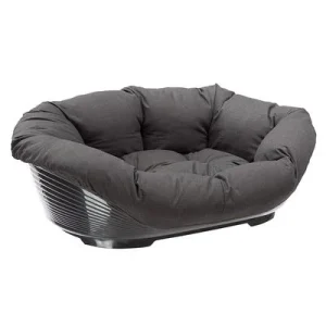 Conjunto cesta de plástico Ferplast Siesta Deluxe preta com capa antracite