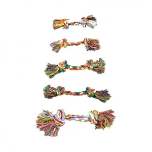 Corda multicolor com 2 nós para cães – Duvo Plus – Medidas: 26 cm