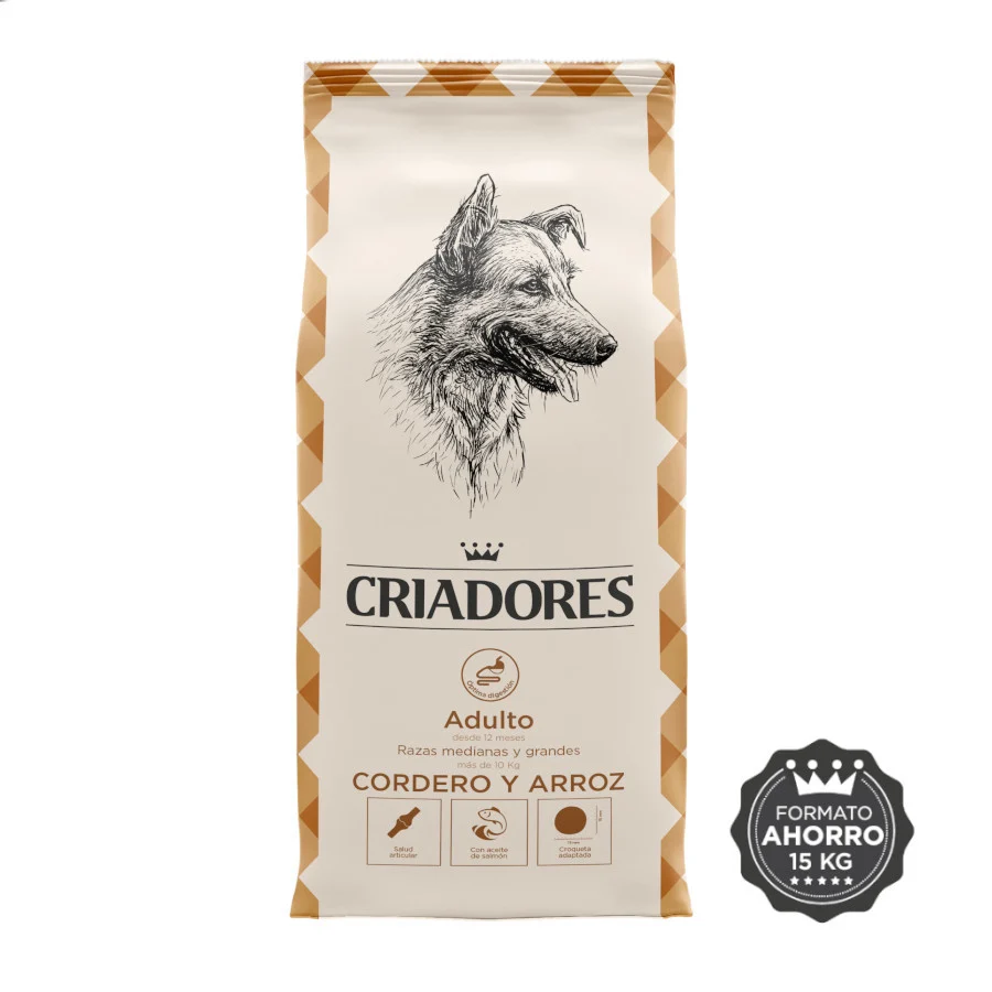 Criadores Adult Borrego e Arroz ração para cães de porte médio e grande - Image 2