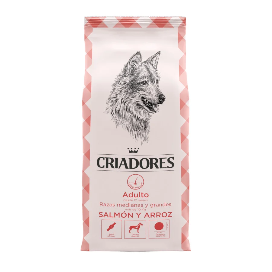Criadores Adulto Salmão e Arroz ração para cães de porte médio e grande