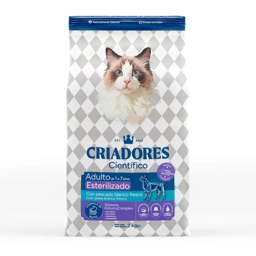 Criadores Científico Adulto Esterilizado Ração de peixe para gatos