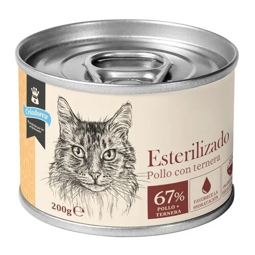 Criadores Comida húmida de Frango e Vitela para gatos esterilizados