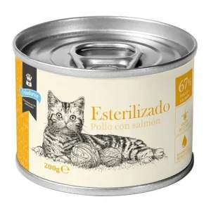 Criadores Esterilizado Comida húmida de frango e salmão em lata para gatos