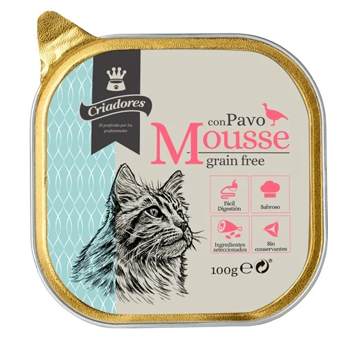 Criadores Grain Free Comida húmida de peru em terrina para gatos